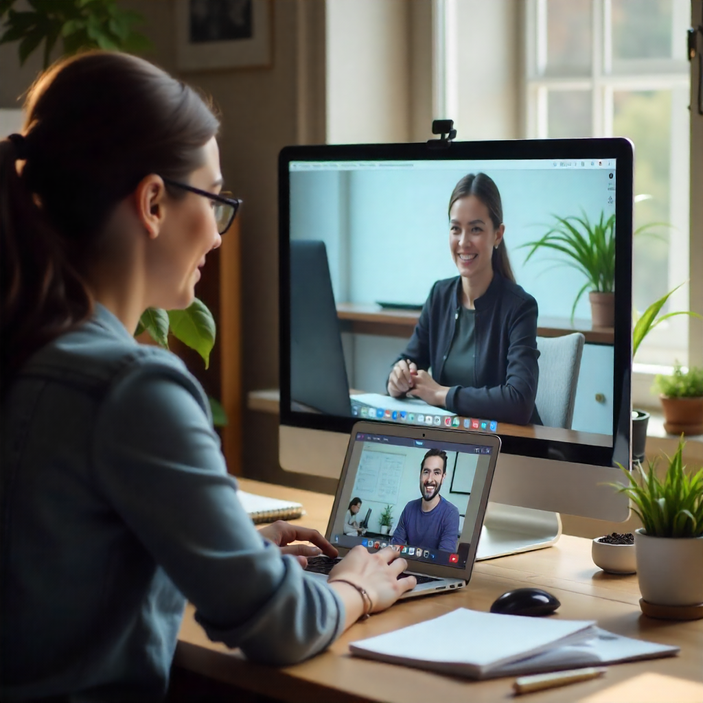 Online language tutoring session with native speaker